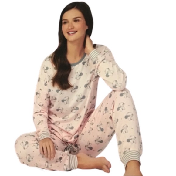 Disney Minnie Mouse Pink/Grey Cozy 2pc Pajama/ Lounge Set - Picture 15 of 15